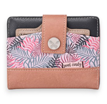 Portefeuille porte monnaie Sweet & Candy forêt tropicale noir et rose