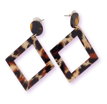Boucles d'oreilles losange léopard