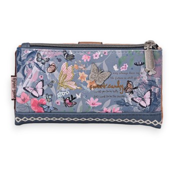 Portefeuille Sweet & Candy jardin papillons bleu