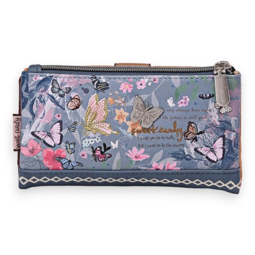 Portefeuille Sweet & Candy jardin papillons bleu