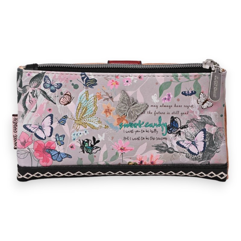 Portefeuille Sweet & Candy jardin papillons noir