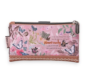 Portefeuille Sweet & Candy jardin papillons rose et noir