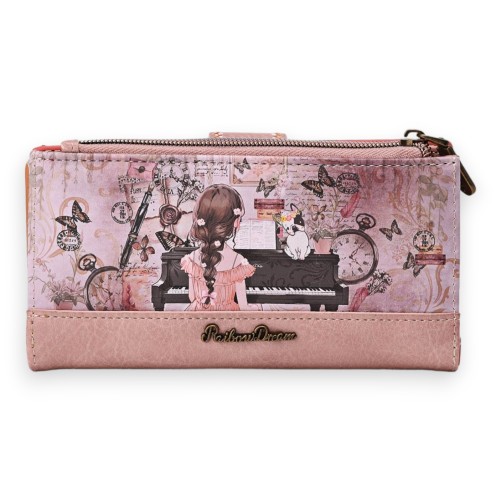 Portefeuille Sweet & Candy rose petite fille au piano