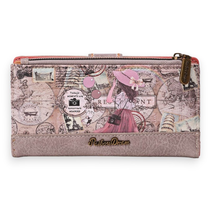 Portefeuille Sweet & Candy vieux rose petite fille en voyage