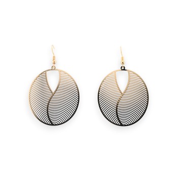 Boucles d'oreilles dorées effet miroir dentelle métal