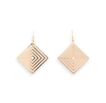 Boucles D'oreilles dorées losange effet dentelle métal