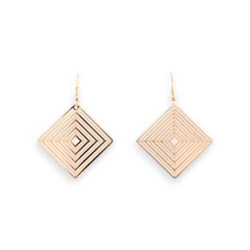 Boucles D'oreilles dorées losange effet dentelle métal
