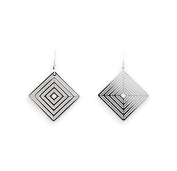 Boucles D'oreilles argentées Losange Effet Dentelle Métal