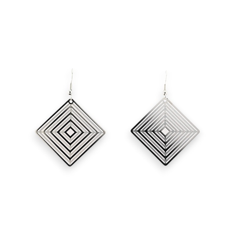 Boucles D'oreilles argentées Losange Effet Dentelle Métal