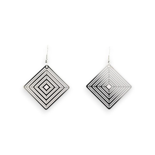 Boucles D'oreilles argentées Losange Effet Dentelle Métal