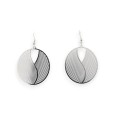 Boucles D'oreilles argentées ovale effet miroir Dentelle Métal