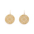 boucles d'oreilles rondes ocre mat effet dentelle