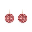 Boucles D'oreilles Rondes Rouge Mat Effet Dentelle