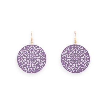 Boucles D'oreilles Rondes parme Mat Effet Dentelle