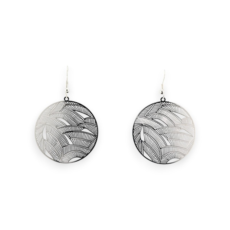 Boucle D'oreille Ronde argentée Légère Dentelle Métal