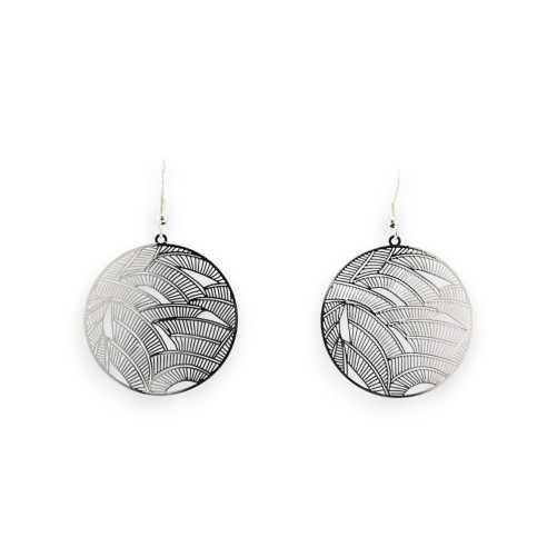 Boucle D'oreille Ronde argentée Légère Dentelle Métal