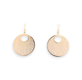 Boucle D'oreille Ronde dorée Dentelle Métal