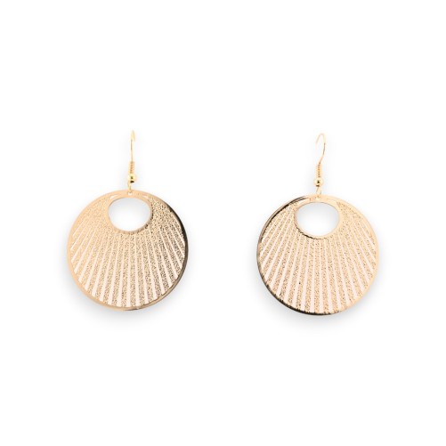 Boucle D'oreille Ronde dorée Dentelle Métal