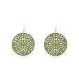 Boucles D'oreilles Rondes vert Mat Effet Dentelle