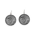 Boucle d'oreille ronde vague noir mat dentelle métal