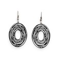 Boucle d'oreille ovale spirale noir dentelle métal