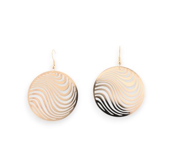 Boucle D'oreille Ronde Vague dorée Dentelle Métal