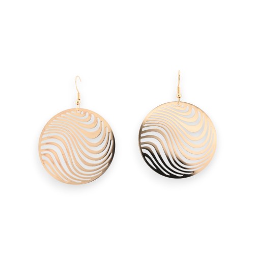 Boucle D'oreille Ronde Vague dorée Dentelle Métal