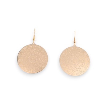 Boucle d'oreille dentelle métal dorée ronde