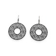 Boucle d'oreille dentelle métal noir ronde