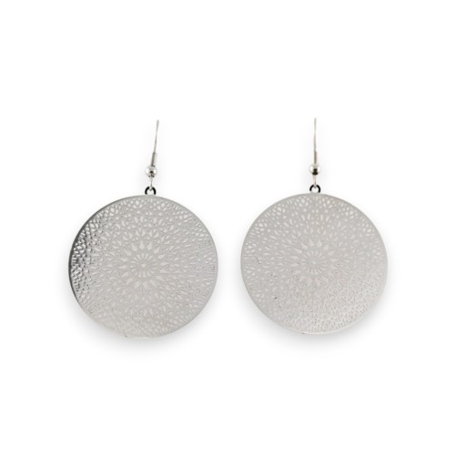 Boucles d'oreilles Mandala argenté