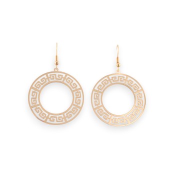 Boucles d'oreilles circulaires motif grec dorée