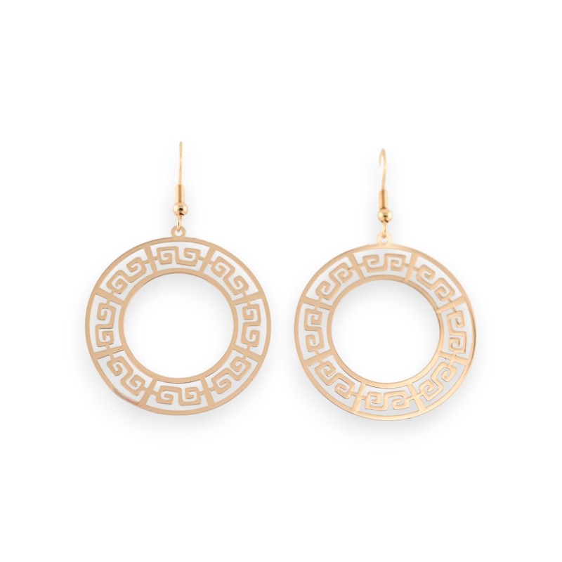 Boucles d'oreilles circulaires motif grec dorée