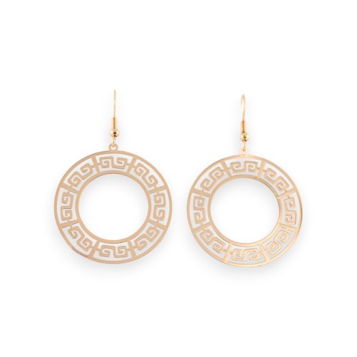 Boucles d'oreilles circulaires motif grec dorée