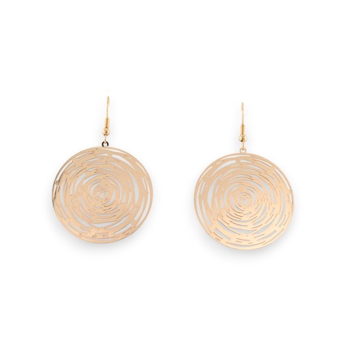 Boucles d'Oreilles Pendantes en Spirale Dorée