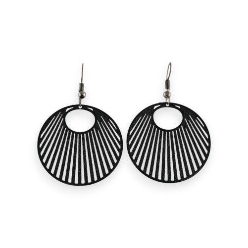 Boucles d'oreilles en métal noir design rayonnant