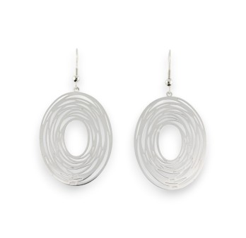 Boucle d'oreille fine ovale en métal effet dentelle
