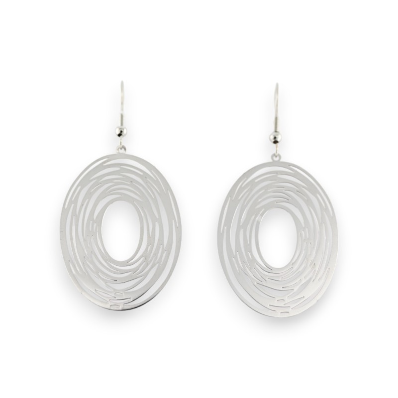 Boucle d'oreille fine ovale en métal effet dentelle