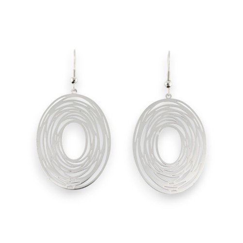 Boucle d'oreille fine ovale en métal effet dentelle