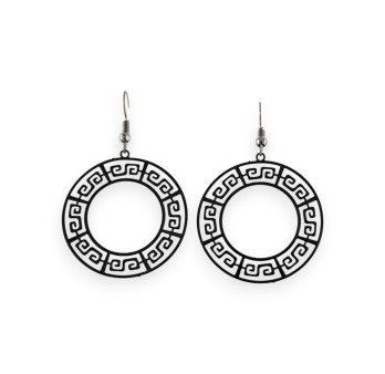 Boucles d'oreilles en métal noir motif géométrique