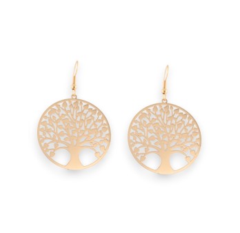 Boucles d'oreilles en métal doré motif arbre de vie