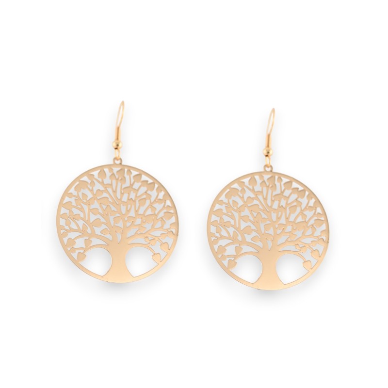 Boucles d'oreilles en métal doré motif arbre de vie