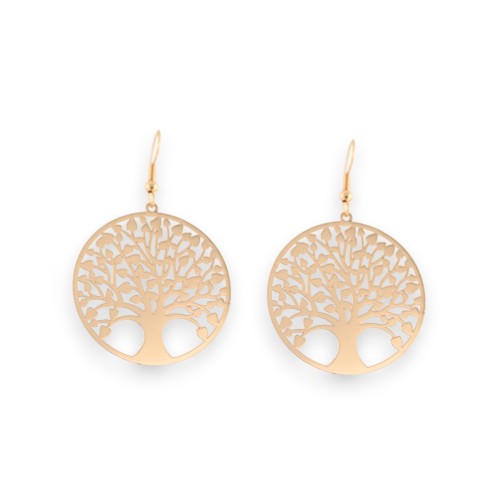 Boucles d'oreilles en métal doré motif arbre de vie