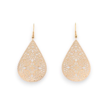 Boucles d'oreilles en métal doré motif dentelle