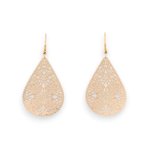 Boucles d'oreilles en métal doré motif dentelle