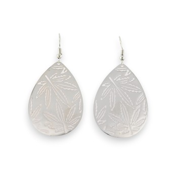 boucles d'oreilles en métal argenté motif feuille de cannabis