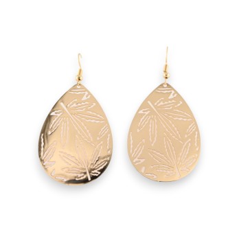 Boucles d'oreilles en métal doré motif feuille de cannabis
