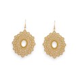 Boucles d'oreilles en métal moutarde motif dentelle ovale