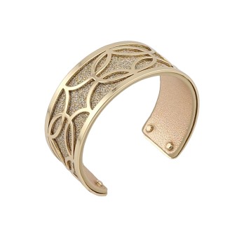 Bracelet manchette fin finition dorée simili cuir doré pailleté et cuivré rose