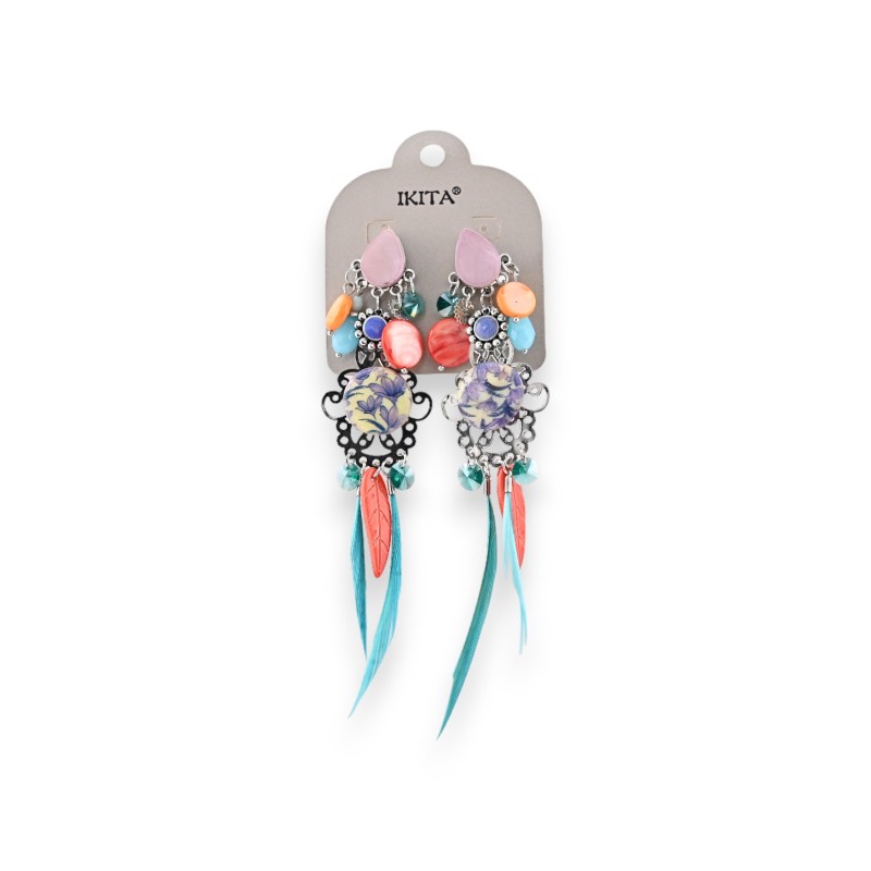 Boucles d'oreilles clip en métal multicolores de chez Ikita