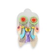 Boucles d'oreilles clip en métal multicolores avec plumes et perles de chez Ikita